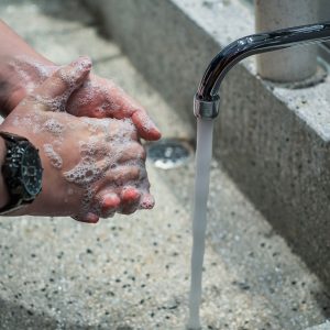 A man washing his hands