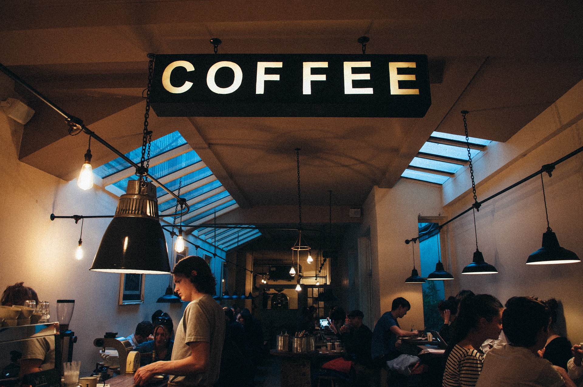 The inside of a modern coffee shop